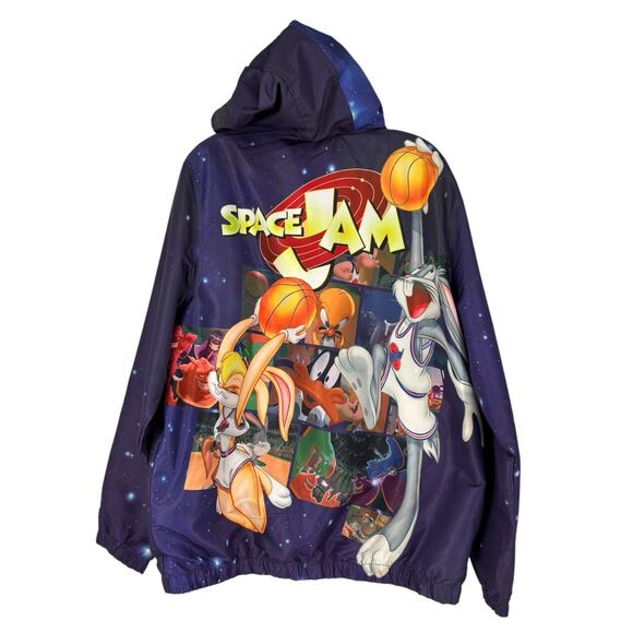 Members Only Space Jam Tune Squad Bugs Bunny Hooded Windbreaker Jacket Large - Picture 2 of 13